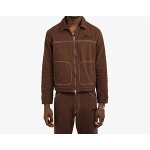 NEW MECHALI contrast stitch worker jacket in coffee brown